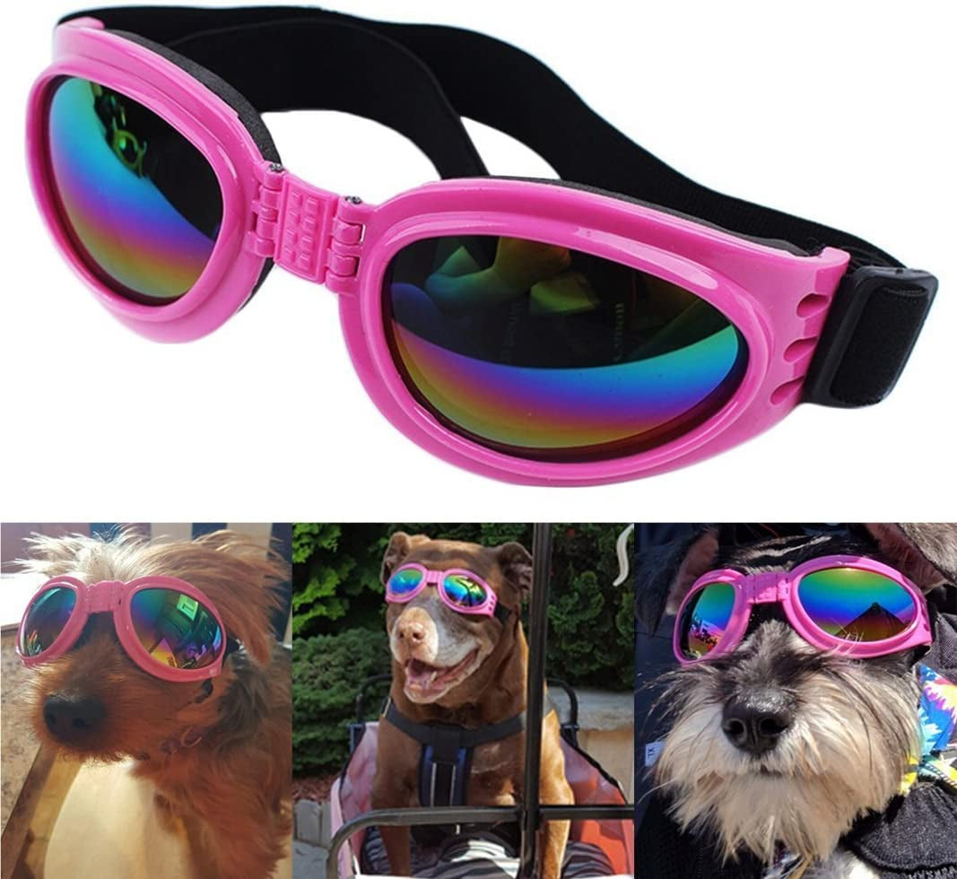 QUMY Dog Goggles Eye Wear Protection Waterproof Pet Sunglasses for Dogs about over 15 Lbs (Black) Animals & Pet Supplies > Pet Supplies > Dog Supplies > Dog Apparel DORA Pink  