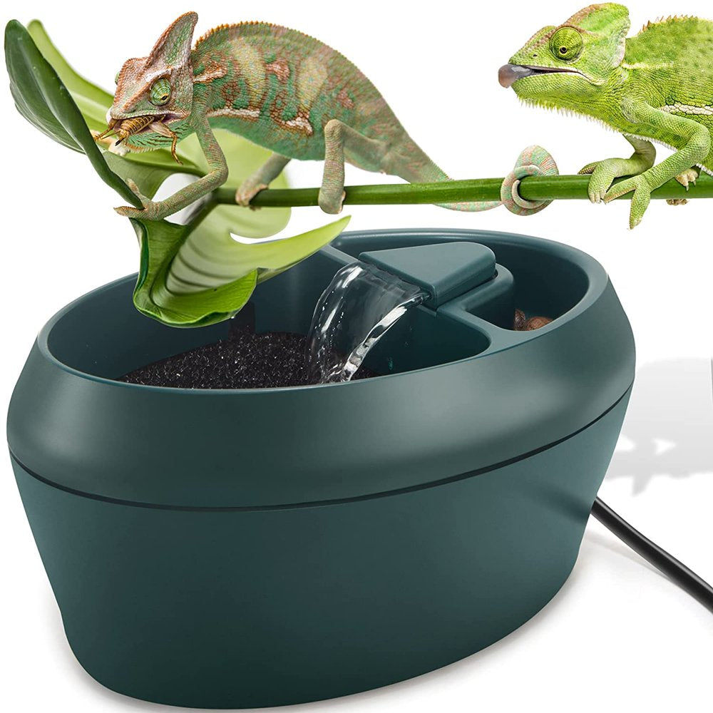 NEPTONION Reptile Chameleon Cantina with Snacks Trough, Drinking Fountain Water Dripper for Amphibians Insects Lizard Turtle Snake Spider Frog Gecko, Comes with Two Pumps ( One for Replacement ) Animals & Pet Supplies > Pet Supplies > Reptile & Amphibian Supplies > Reptile & Amphibian Food NEPTONION   