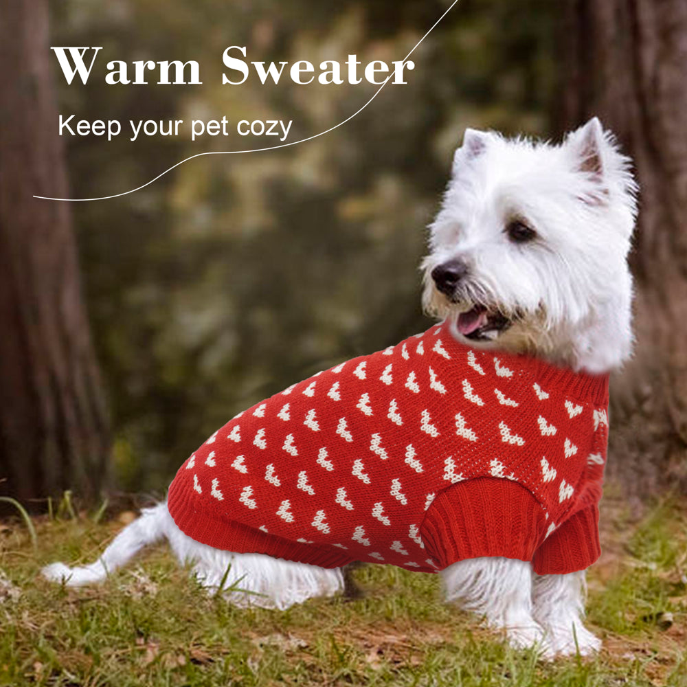 ROZKITCH Dog Serater Love Pattern, Puppy Festival Winter Clothes, Pet Apparel Red Love Heart Knitwear Pullover Sweatshirts for Small and Medium Dogs Cats Animals & Pet Supplies > Pet Supplies > Dog Supplies > Dog Apparel ROZKITCH   