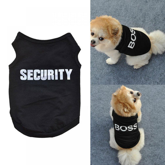 Dog Shirt Puppy Clothes: Cotton Puppy Vest T-Shirts Cat Top Tee Breathable Stretchy Dogs Clothe Accessories Puppy Pet Cute Spring Summer Apparel for Chihuahua Yorkie Animals & Pet Supplies > Pet Supplies > Dog Supplies > Dog Apparel Maynos M "SECURITY"  