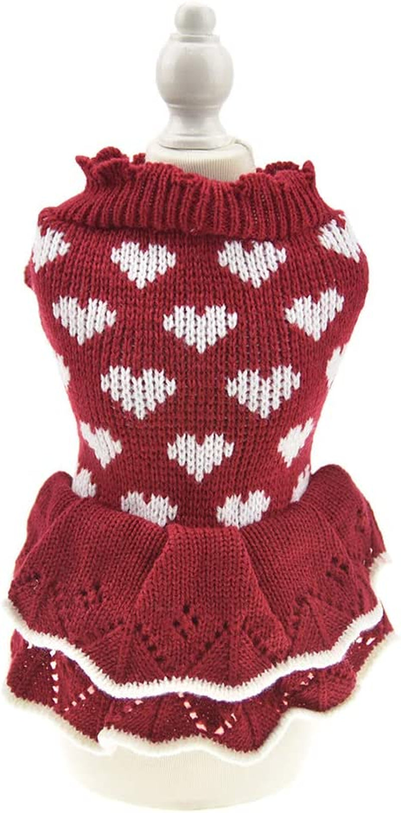 Christmas Small Dog Sweaters Female Girl Red Winter Warm Dog Princess Dress Clothes Dachshund Chihuahua Corgi (S(Bust 13.7Inch), Red Heart) Animals & Pet Supplies > Pet Supplies > Dog Supplies > Dog Apparel MUYAOPET   