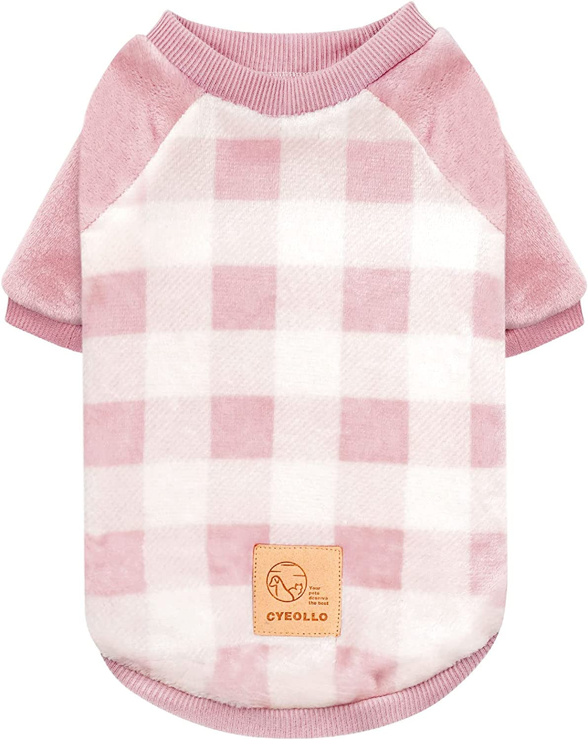 Cyeollo Dog Sweatshirt Christmas Buffalo Plaid Dog Clothes Flannel Cold Weather Coats for Small to Medium Dogs Apparel Animals & Pet Supplies > Pet Supplies > Dog Supplies > Dog Apparel cyeollo Pink Small 