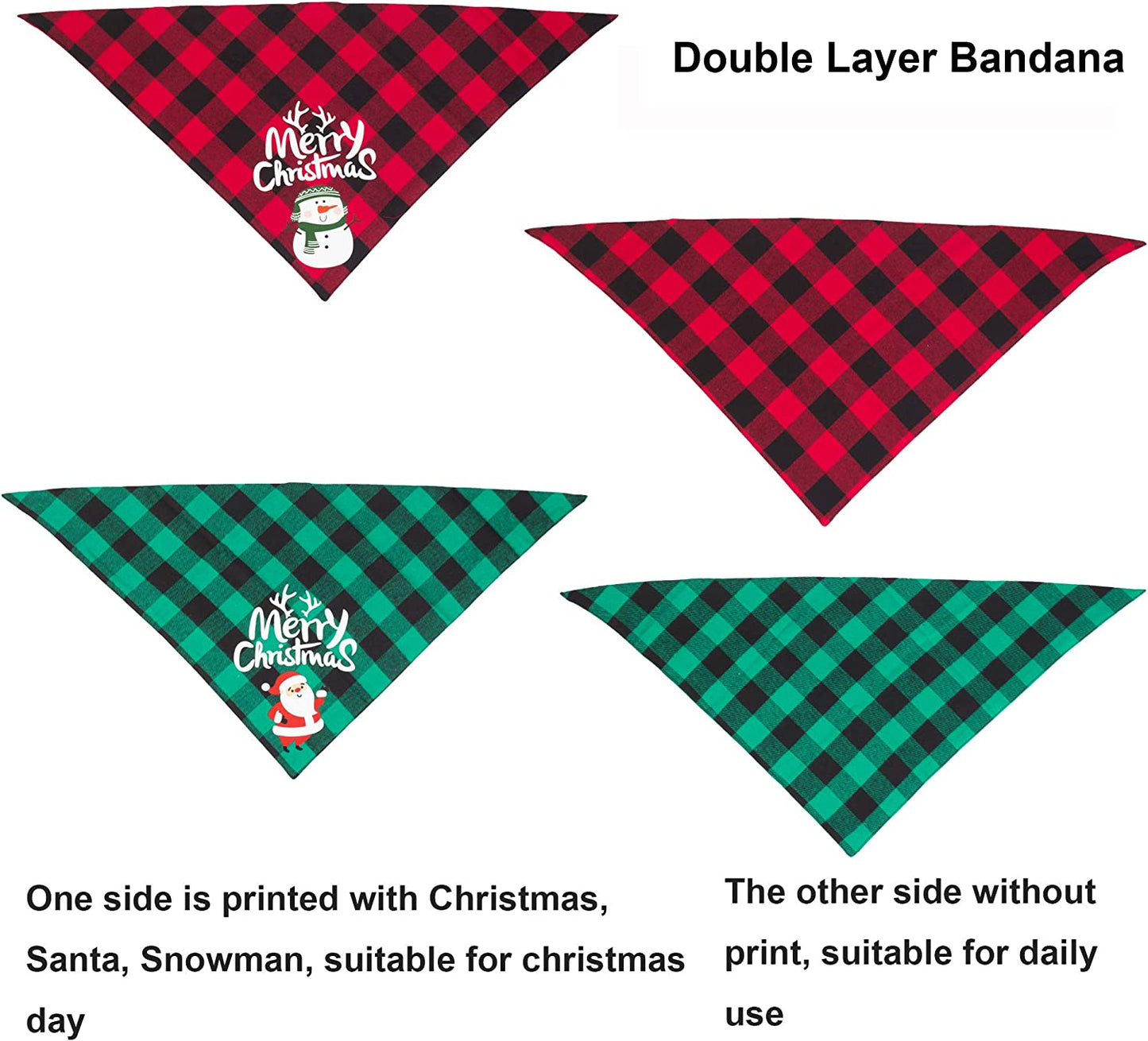 ADOGGYGO 2 Pack Dog Bandana Christmas Classic Buffalo Plaid Dog Scarf Pet Triangle Bibs Christmas Costume Accessories for Small Medium Large Dogs Cats Pets (Red & Green) Animals & Pet Supplies > Pet Supplies > Dog Supplies > Dog Apparel ADOGGYGO   