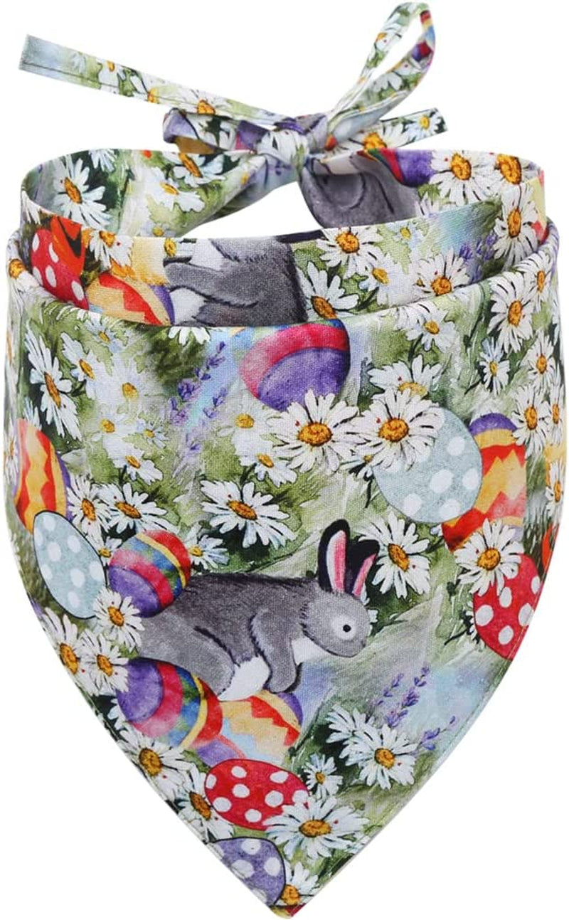 Easter Dog Bandana Reversible Triangle Bibs Scarf Accessories for Dogs Cats Pets Animals & Pet Supplies > Pet Supplies > Dog Supplies > Dog Apparel KZHAREEN Pattern4 Large 