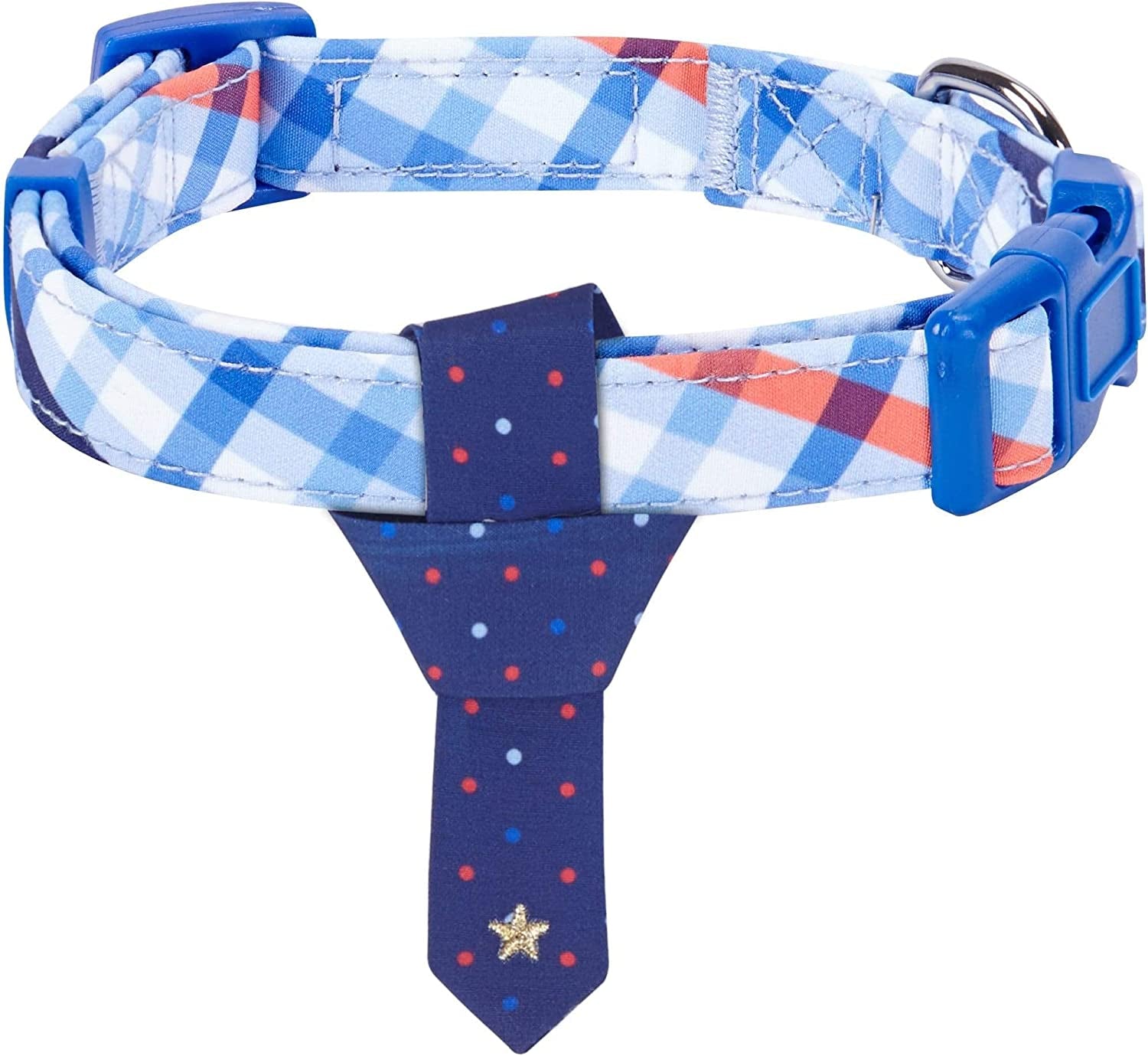 Blueberry Pet 4 Patterns Blue Hue Scottish Plaid Style Adjustable Tie Dog Collar, Small, Neck 12"-16" Animals & Pet Supplies > Pet Supplies > Dog Supplies > Dog Apparel Blueberry Pet   