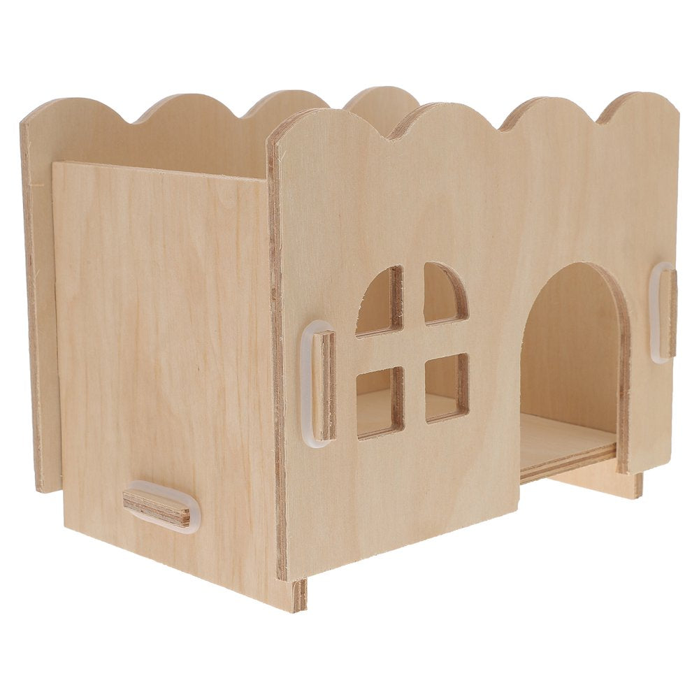 Etereauty Hamster Wooden House Natural Cave Habitat Chews Fence Chew Wood Small Animal Rats Hut Cage Hideout Squirrel Animals & Pet Supplies > Pet Supplies > Small Animal Supplies > Small Animal Habitats & Cages ETEREAUTY   