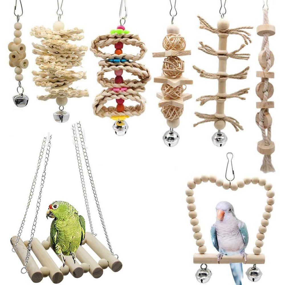 Bird Toys Perch Accessories for Parrot Swing Toys Ladder Pet DIY African Grey Budgie Papegaaien Speelgoed Animals & Pet Supplies > Pet Supplies > Bird Supplies > Bird Ladders & Perches EUKKIC   