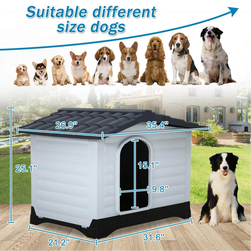 Plastic Dog House for Small Medium Large Dogs, 26 Inch High Large Doghouse Indoor Outdoor Durable Waterproof Pet House with Base Support for Winter Animals & Pet Supplies > Pet Supplies > Dog Supplies > Dog Houses Dog House   