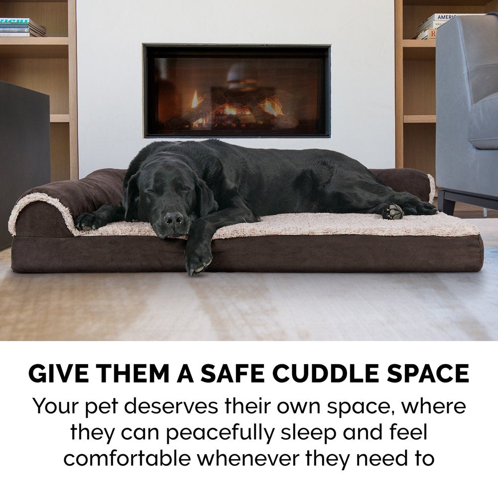 Furhaven Pet Products | Faux Fur & Suede Chaise Lounge Pillow Sofa-Style Pet Bed for Dogs & Cats, Espresso, Jumbo Animals & Pet Supplies > Pet Supplies > Cat Supplies > Cat Beds FurHaven Pet   