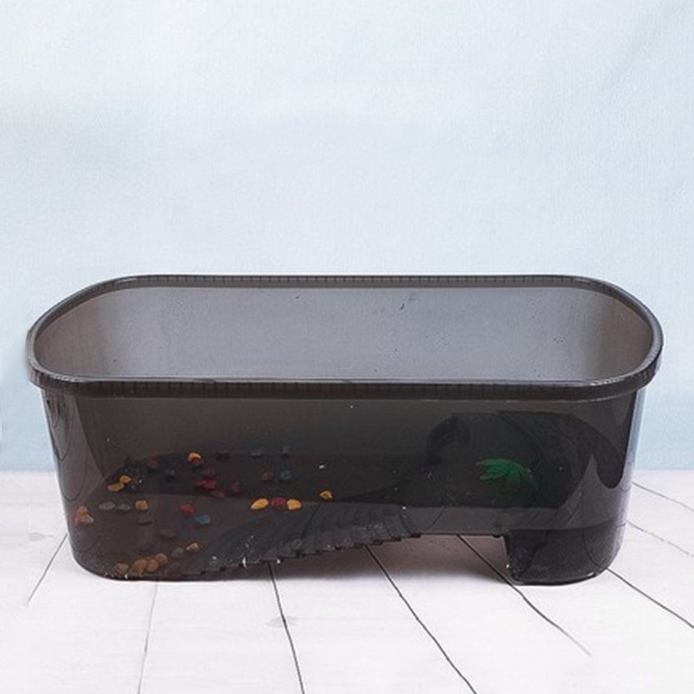 Reptiles Amphibians Habitat Terrarium Vivarium Tank Breeding Box with Plastic Coconut Tree for Terrapin Tortoise Turtle Lizard Spider (Black) - Small Size Animals & Pet Supplies > Pet Supplies > Small Animal Supplies > Small Animal Habitat Accessories Ryth   