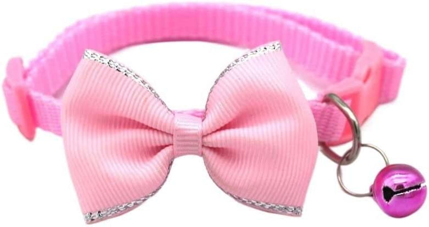 Dog Collar for Small Dogs,Soft Cat Collars Breakaway Pet Collar with Bow Tie Bells Pendant,Adjustable Collar for Small Medium Large Dogs(Yellow) Animals & Pet Supplies > Pet Supplies > Dog Supplies > Dog Apparel BEMEI Pink  