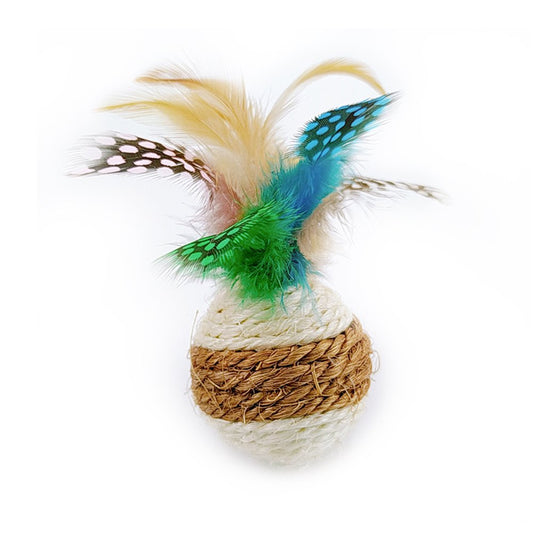 Feelers Cat Toy Tumbler, Feather Cat Toy for Cat Kitten Indoor Exercise, Cat Interactive Ball Toys, Sisal, 1PCS Animals & Pet Supplies > Pet Supplies > Cat Supplies > Cat Toys Feelers 1  