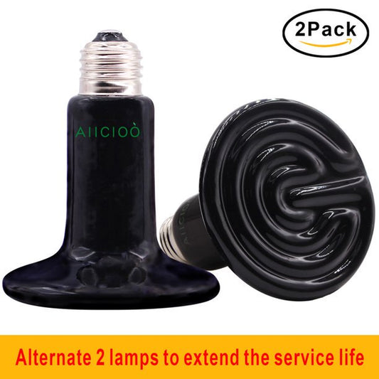 AIICIOO Ceramic Heat Lamp Basking Bulb Infrared Emitter Reptile Heat Lamp for Reptile Amphibian 2 Pack 100W