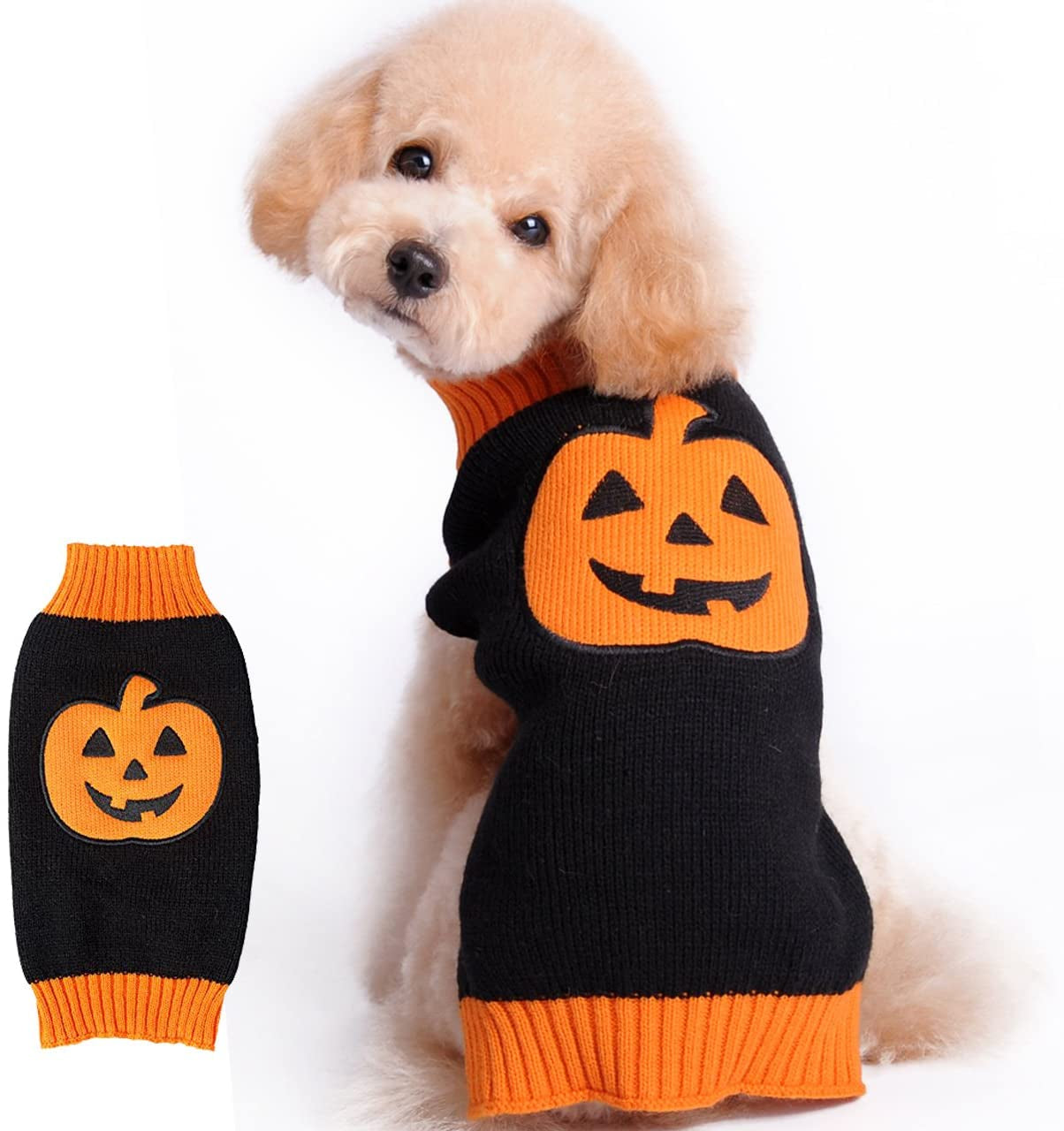 HAPEE Dog Sweaters, Halloween Pet Clothes for Dog Cat Animals & Pet Supplies > Pet Supplies > Dog Supplies > Dog Apparel HAPEE 1-pumpkin X-Small (Pack of 1) 