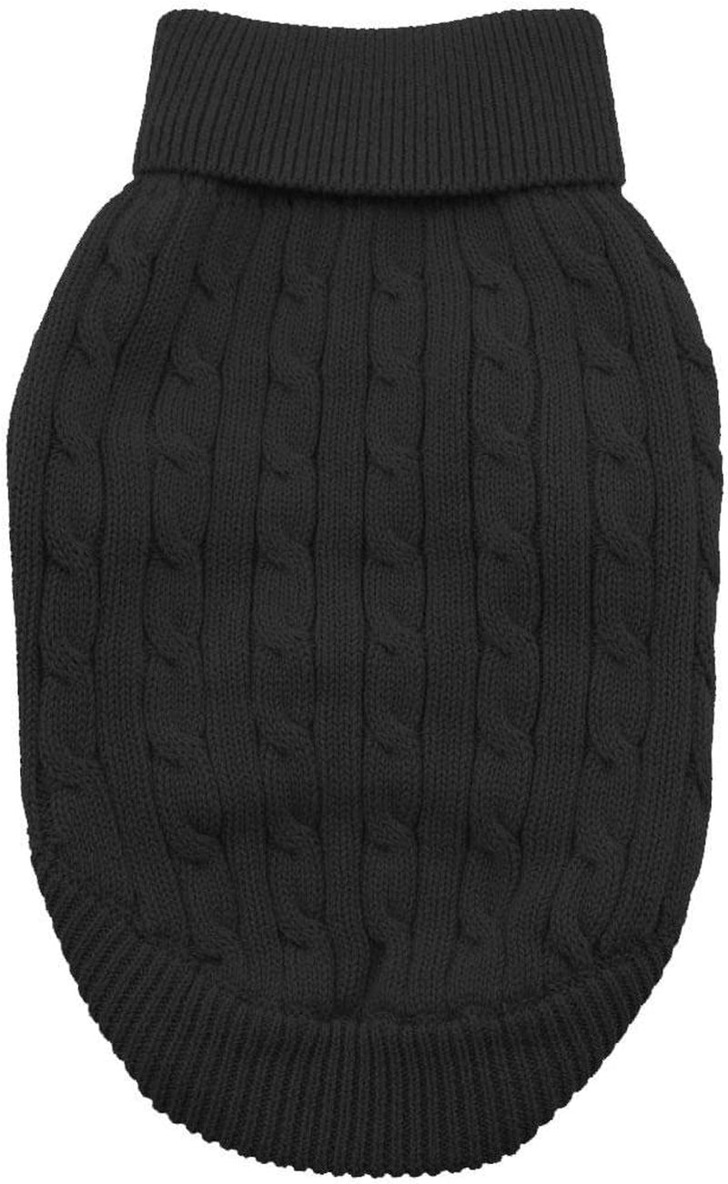 DOGGIE DESIGN Combed Cotton Cable Knit Dog Sweater Small - Jet Black Animals & Pet Supplies > Pet Supplies > Dog Supplies > Dog Apparel Doggie Design   