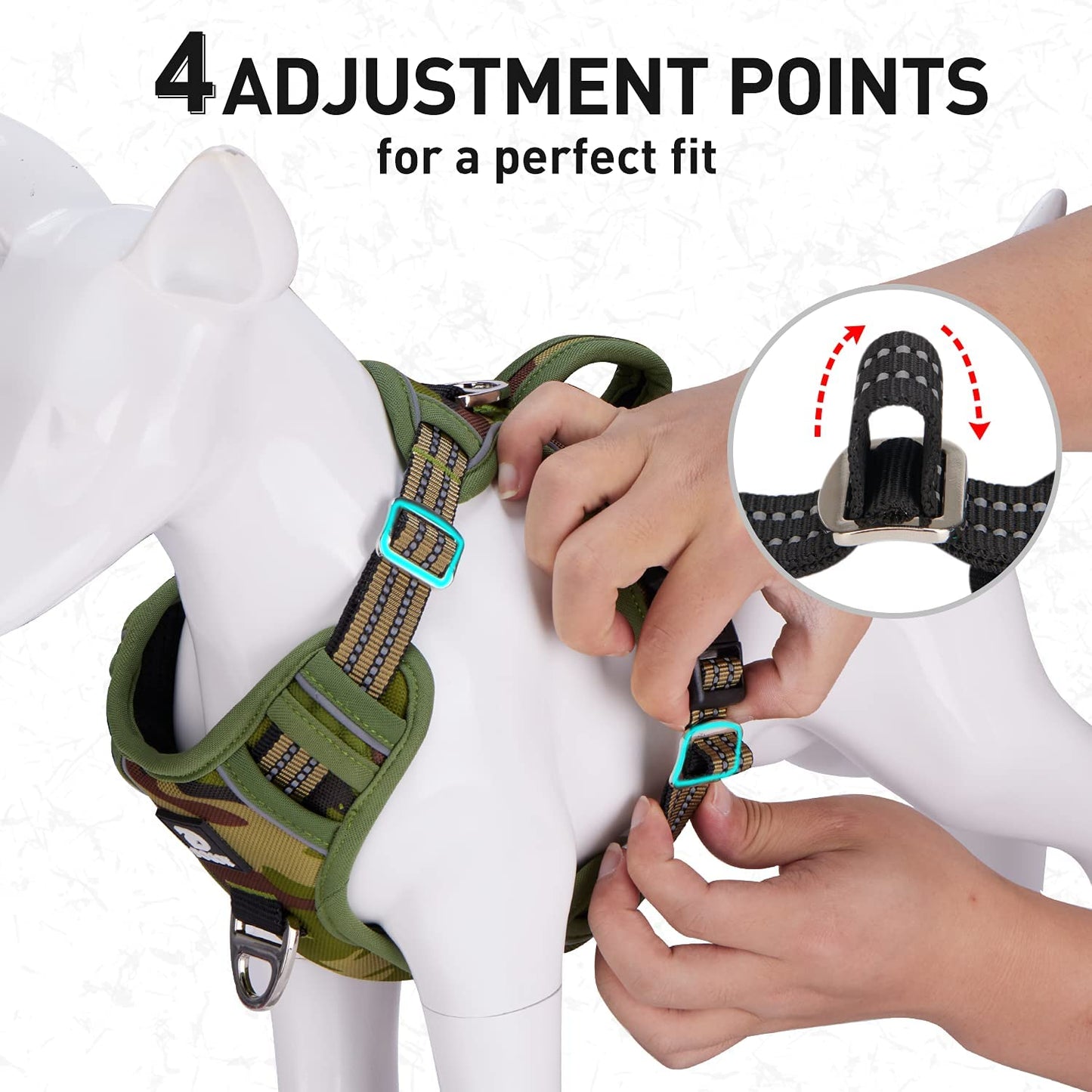 Dog Harness for Large Dogs No Pull with Handle 2 Metal Leash Clips, Adjustable Reflective Puppy Harness, Breathable Camo Oxford Padded Vest Easy Control Front Clip for Medium Large Dogs Animals & Pet Supplies > Pet Supplies > Dog Supplies > Dog Apparel Dociote   