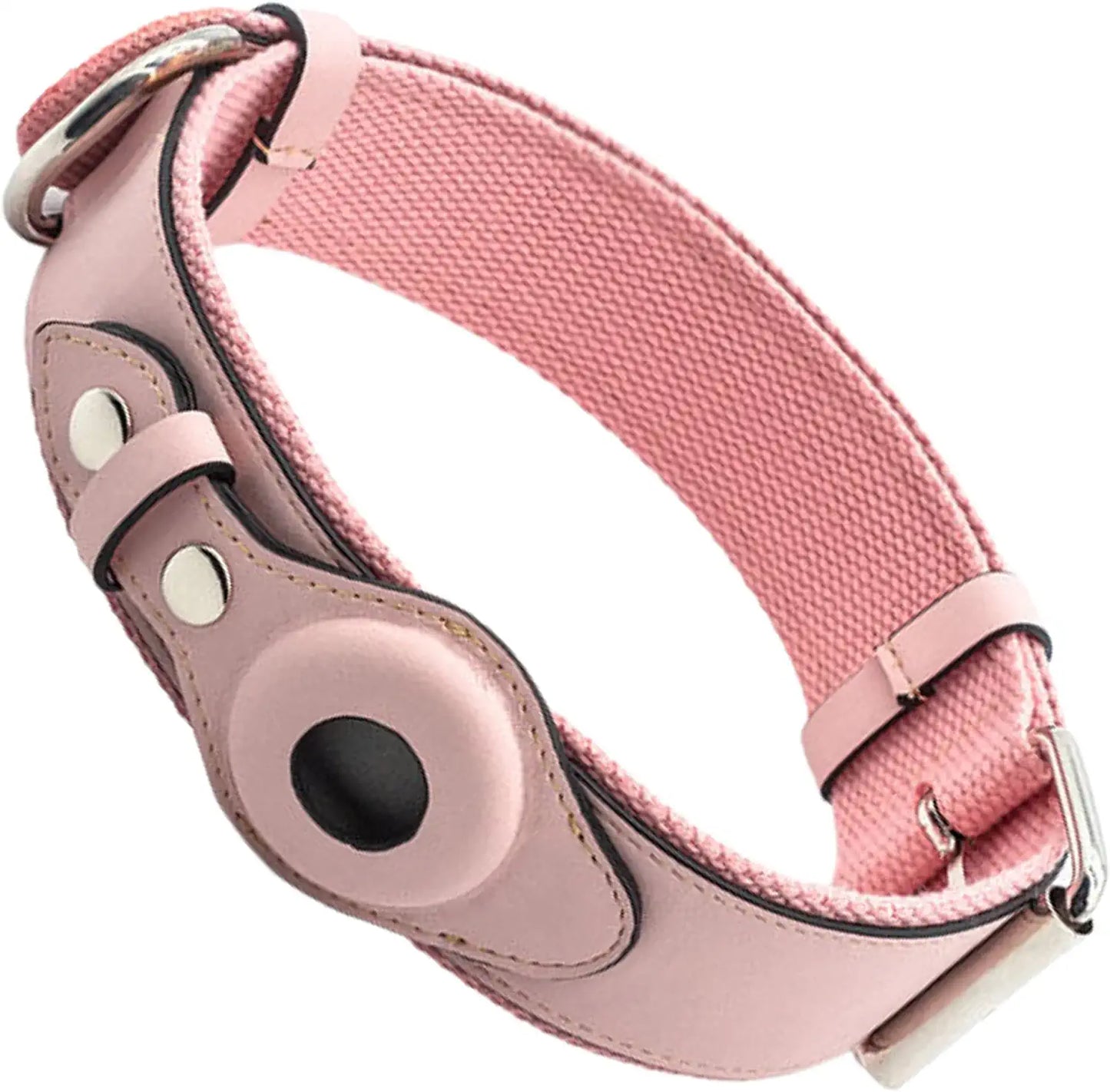 Krazytag Airtag Dog Collar – Premium Soft Faux Leather Collar with Built-In Tag Space – Luxurious Airtag Holder for Dogs and Cats – Play-Proof Design Electronics > GPS Accessories > GPS Cases KrazyTag Pink Large 