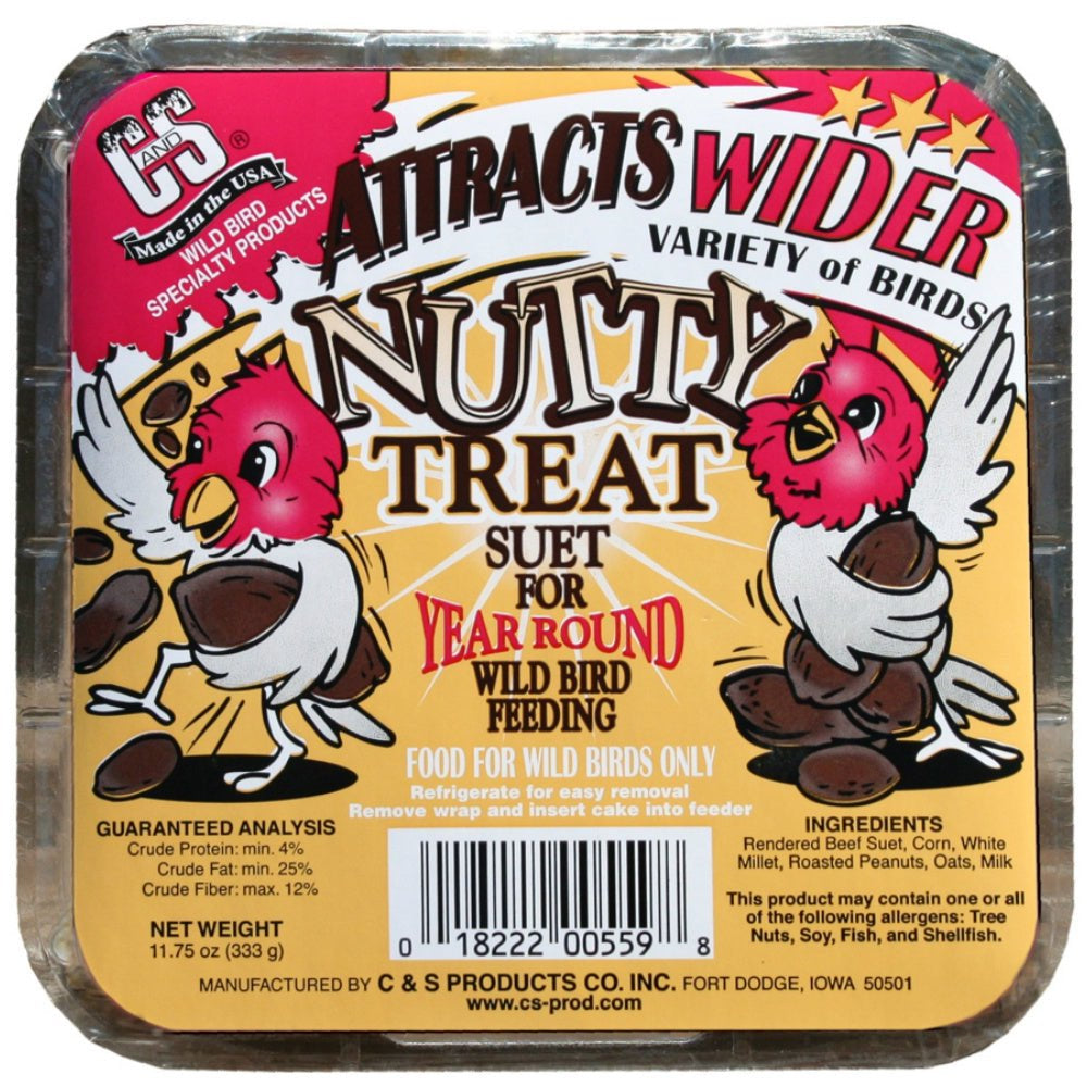 New 12PK C&S 12559 Nutty Treat Suet Cake for Wild Birds, 11.75 Oz Animals & Pet Supplies > Pet Supplies > Bird Supplies > Bird Treats C & S Products   