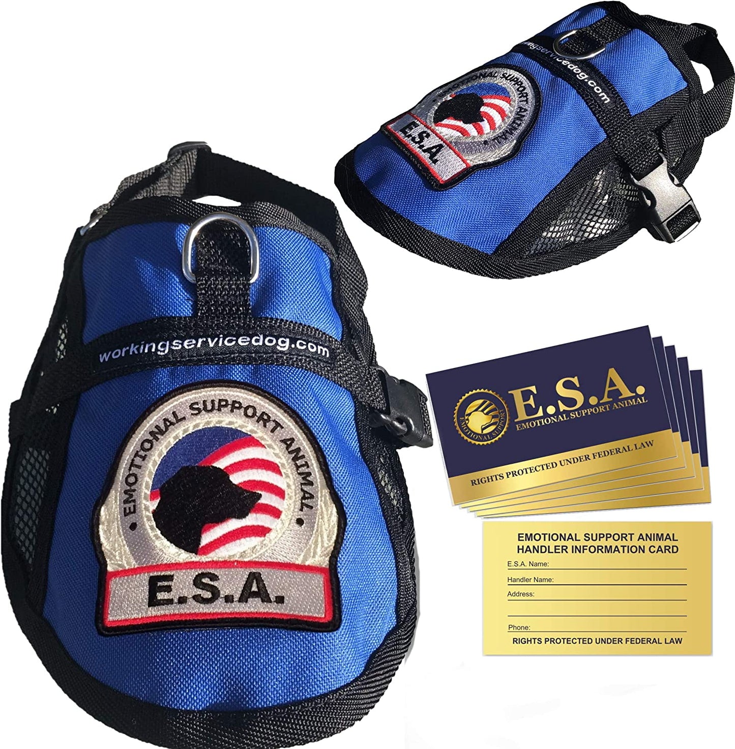 Premium Emotional Support Dog Vest | ESA Dog Vest | Mesh Cooling Panel | Emotional Support Dog Harness | Includes 5 Federal Law ESA Handout Cards (9" - 13" Girth, Red) Animals & Pet Supplies > Pet Supplies > Dog Supplies > Dog Apparel Working Service Dog Blue Fits 28" - 31" Girth 