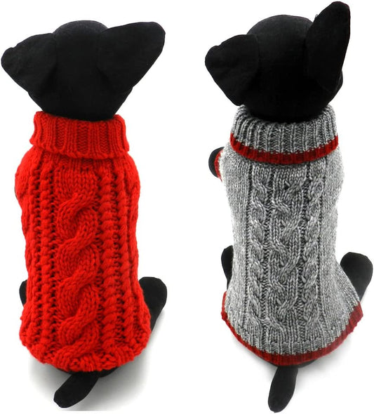 Dofyou 2 Pieces Pet Dog Clothes Knitwear Dog Sweater Soft Thickening Warm Sweater for Dogs Apparel Classic Red and Grey (XL) Animals & Pet Supplies > Pet Supplies > Dog Supplies > Dog Apparel Dofyou XL  