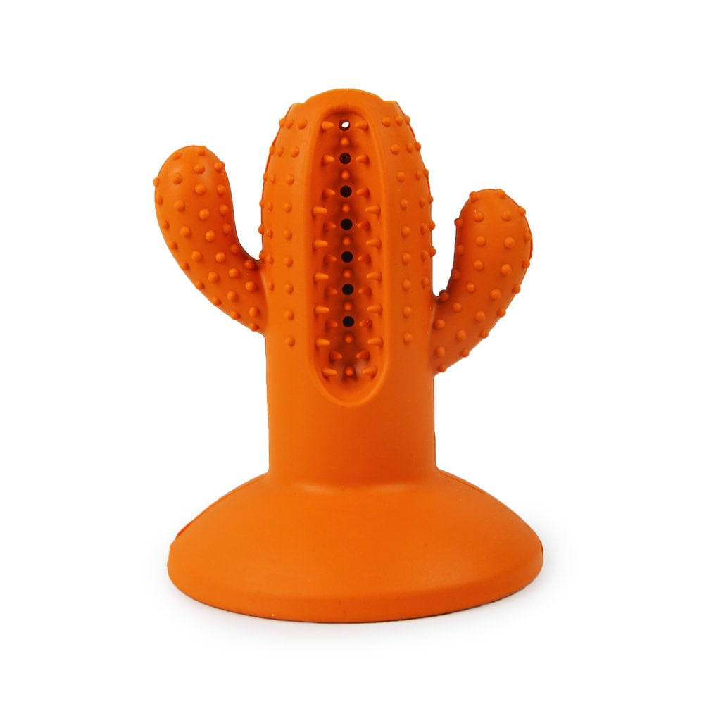 Vibrant Life Dental Suction Dog Toy, Cactus, Medium, Orange
