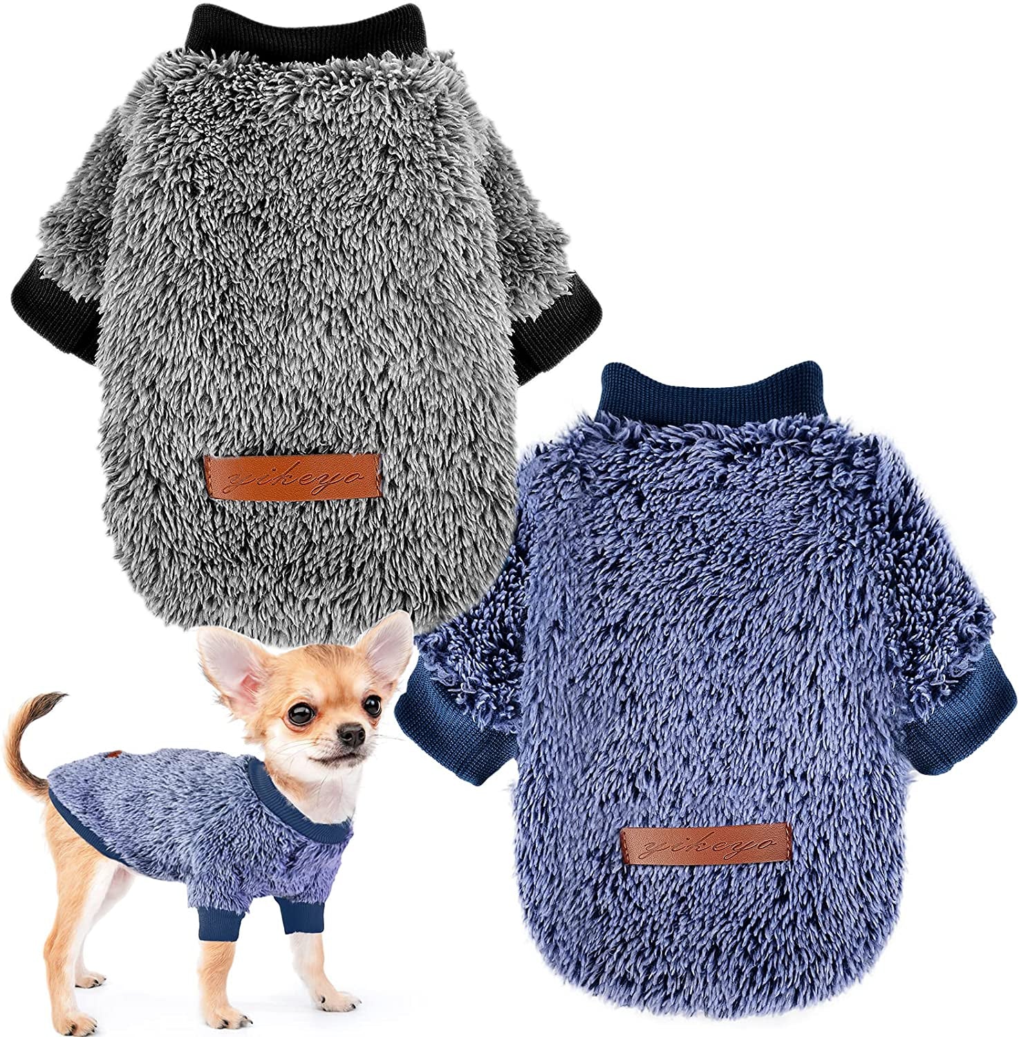 2 Pieces Valentine'S Day Dog Sweater, Chihuahua Sweater Fleece Clothes, XS Dog Clothes Winter Warm Puppy Sweaters Boys Girls Tiny Dog Outfits for Teacup Yorkie (X-Small) Animals & Pet Supplies > Pet Supplies > Dog Supplies > Dog Apparel Sebaoyu blue,grey Medium 