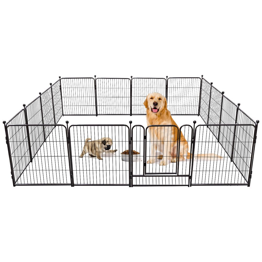 Dog Fence, Pet Playpen, Metal Outdoor Portable 16 Panels 32" Camping RV Runs Cage Foldable Exercise Pens