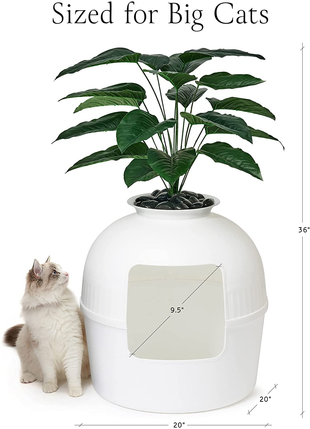 Secret Litter Box by MZDXJ - Hidden Litter Box Enclosure with Odor Control Carbon Filter, Faux Plant and Real Stones, Perfect for Large Cats Animals & Pet Supplies > Pet Supplies > Cat Supplies > Cat Furniture MZDXJ   