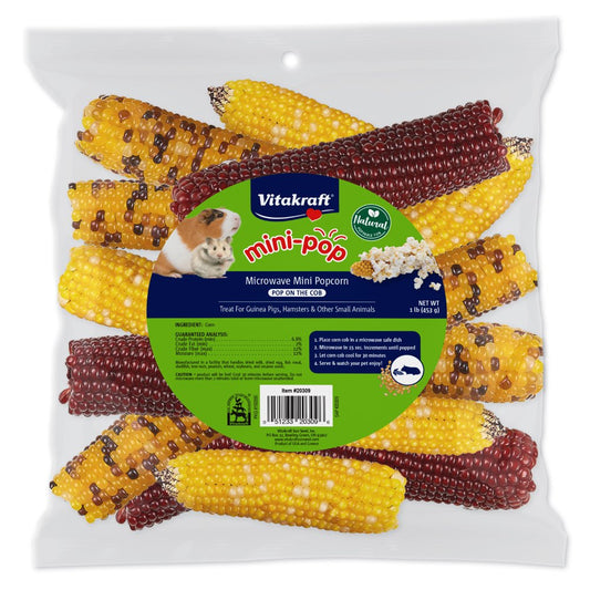Vitakraft Mini Pops Treat for Small Animals - 100% Real Corn Cob - Supports Healthy Teeth - 1 Lb