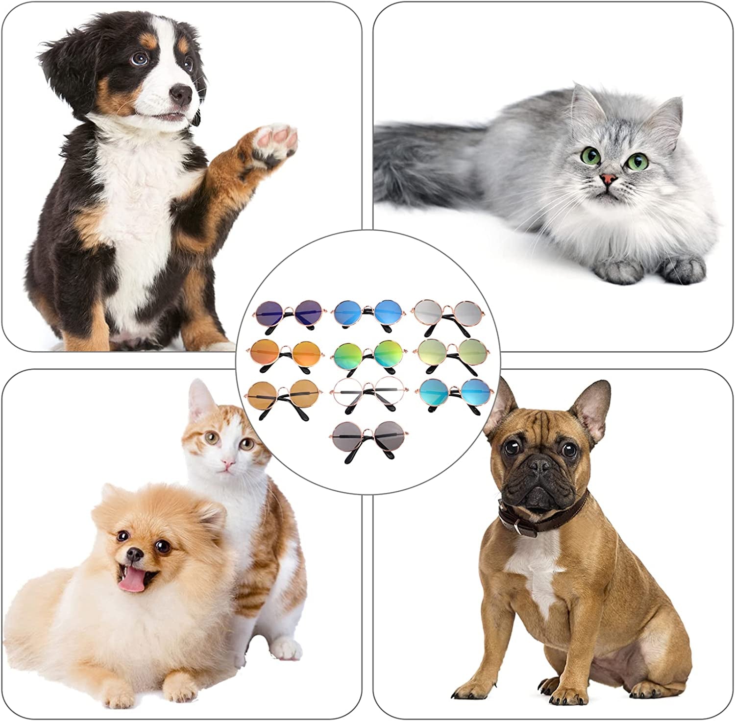 Small Pet Glasses Dog Sunglasses: 10Pcs Funny Puppy Cat Costume Birthday Party Gifts Animals & Pet Supplies > Pet Supplies > Dog Supplies > Dog Apparel Balacoo   