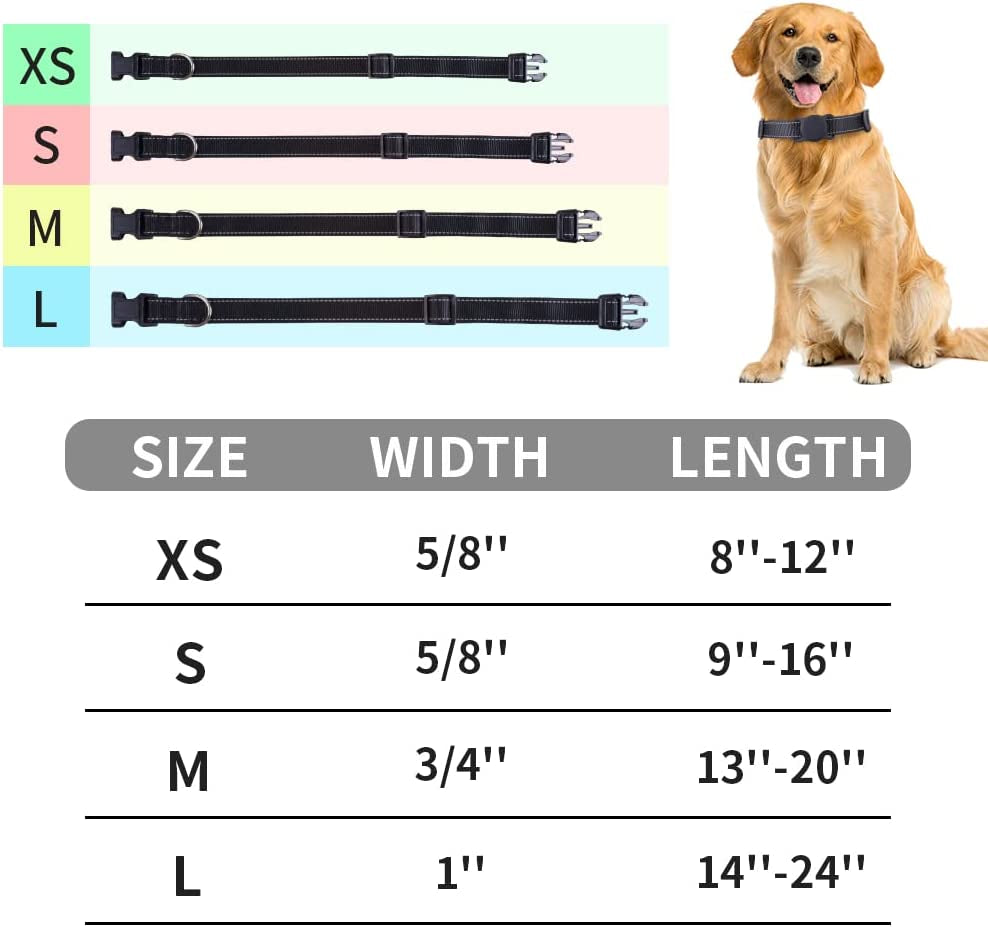 Airtag Dog Collar for Small Medium Large Dogs, Animire Soft Neoprene Padded Pet Cat Collar, Nylon Puppy Collar with Silicone Air Tag Case Holder Accessories, 9''-16'' Neck Electronics > GPS Accessories > GPS Cases Animire   