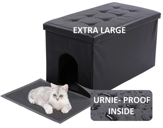 Cat Litter Box Enclosure Furniture Hidden, Cat Washroom Bench Storage Cabinet | Extra Large | Dog Proof | Waterproof Inside/Easy Clean | Easy Assembly | Odor Control | Animals & Pet Supplies > Pet Supplies > Cat Supplies > Cat Furniture Micosum   