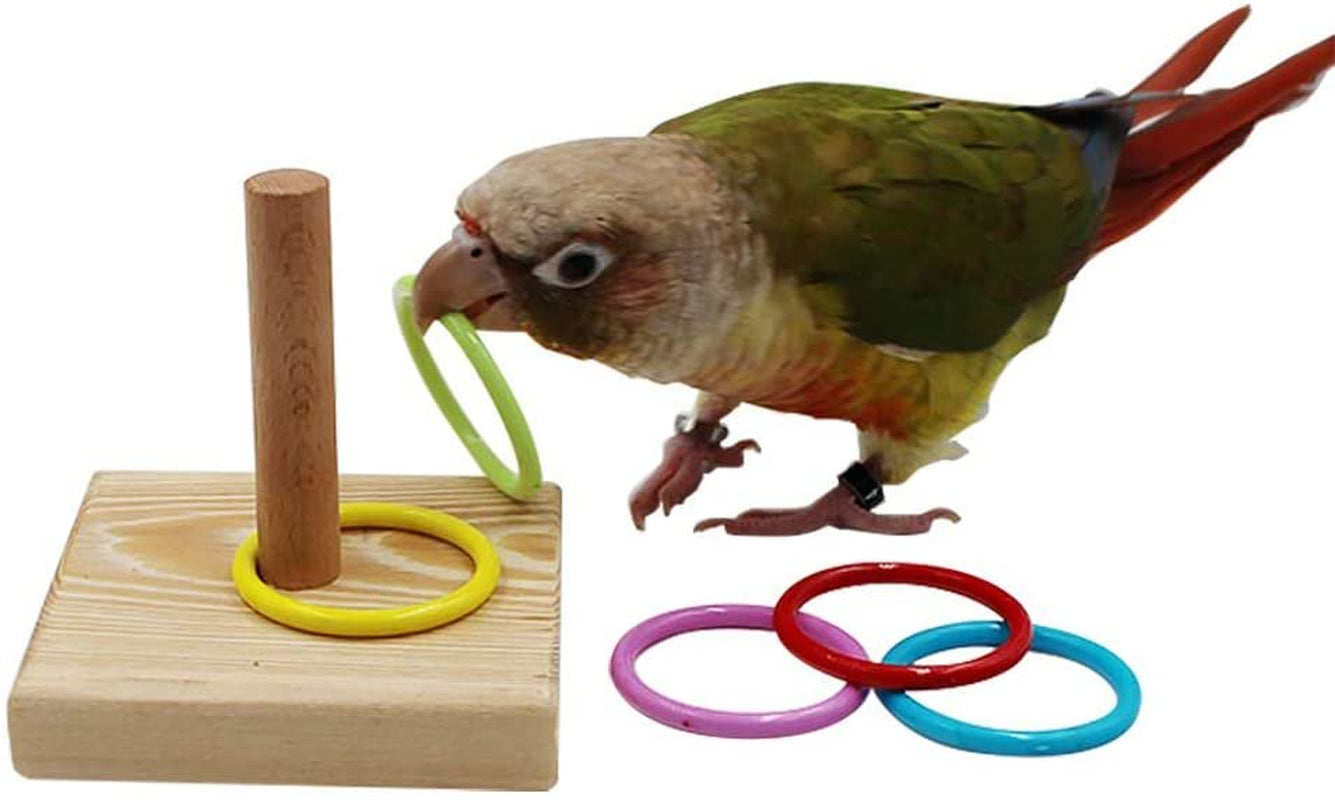 Bird Toys, Bird Trick Tabletop Toys, Training Basketball Stacking Color Ring Toys Sets, Parrot Chew Ball Foraing Toys, Education Play Gym Playground Activity Cage Foot Toys