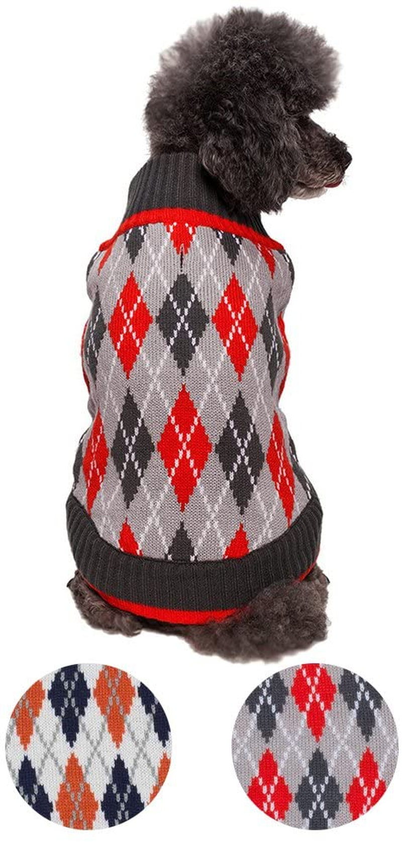 Blueberry Pet Chic Argyle All over Dog Sweater in Charcoal and Scarlet Red, Back Length 12", Pack of 1 Clothes for Dogs Animals & Pet Supplies > Pet Supplies > Dog Supplies > Dog Apparel Blueberry Pet   