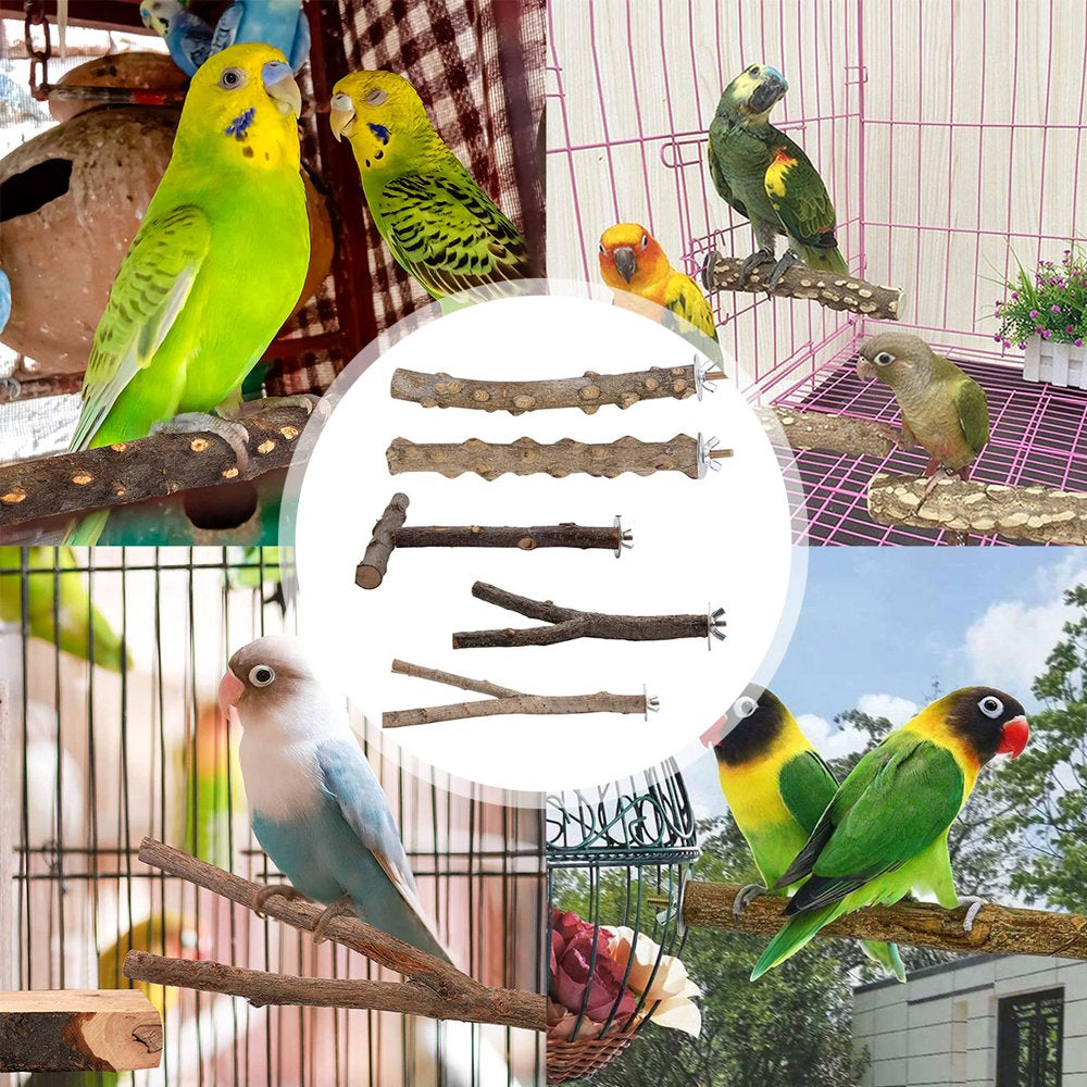 Toorise 5Pcs Parrot Bird Perches Natural Wood Bird Standing Stick Parrot Perch Stand Platform Wooden Exercise Climbing Paw Grinding Toy Birdcage Accessories for Parakeet Parrot Budgie Animals & Pet Supplies > Pet Supplies > Bird Supplies > Bird Cage Accessories Toorise   