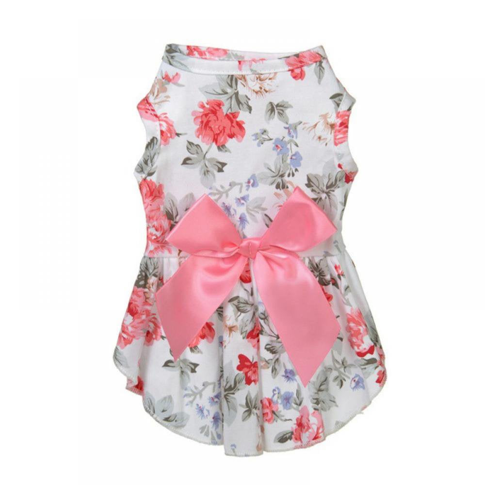 Cute Pet Dress Dog Dress with Lovely Bow Puppy Dress Pet Apparel Dog Clothes for Small Dogs and Cats Animals & Pet Supplies > Pet Supplies > Dog Supplies > Dog Apparel Tradecan 14/L Pink 