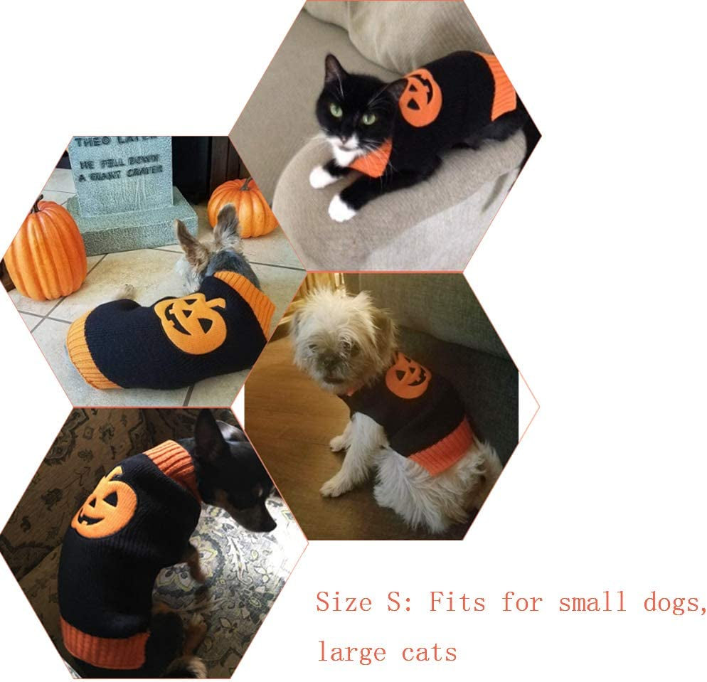 NACOCO Dog Sweater Pumpkin Pet Sweaters Halloween Holiday Party for Cat and Puppy (S) Animals & Pet Supplies > Pet Supplies > Dog Supplies > Dog Apparel NACOCO   