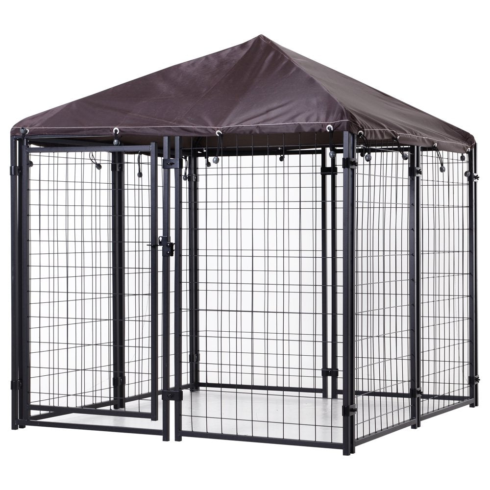 Pawhut Lockable Dog House Kennel with Water-Resistant Roof for Small and Medium Sized Pets, 4.7' X 4.7' X 5' Animals & Pet Supplies > Pet Supplies > Dog Supplies > Dog Kennels & Runs Aosom LLC   