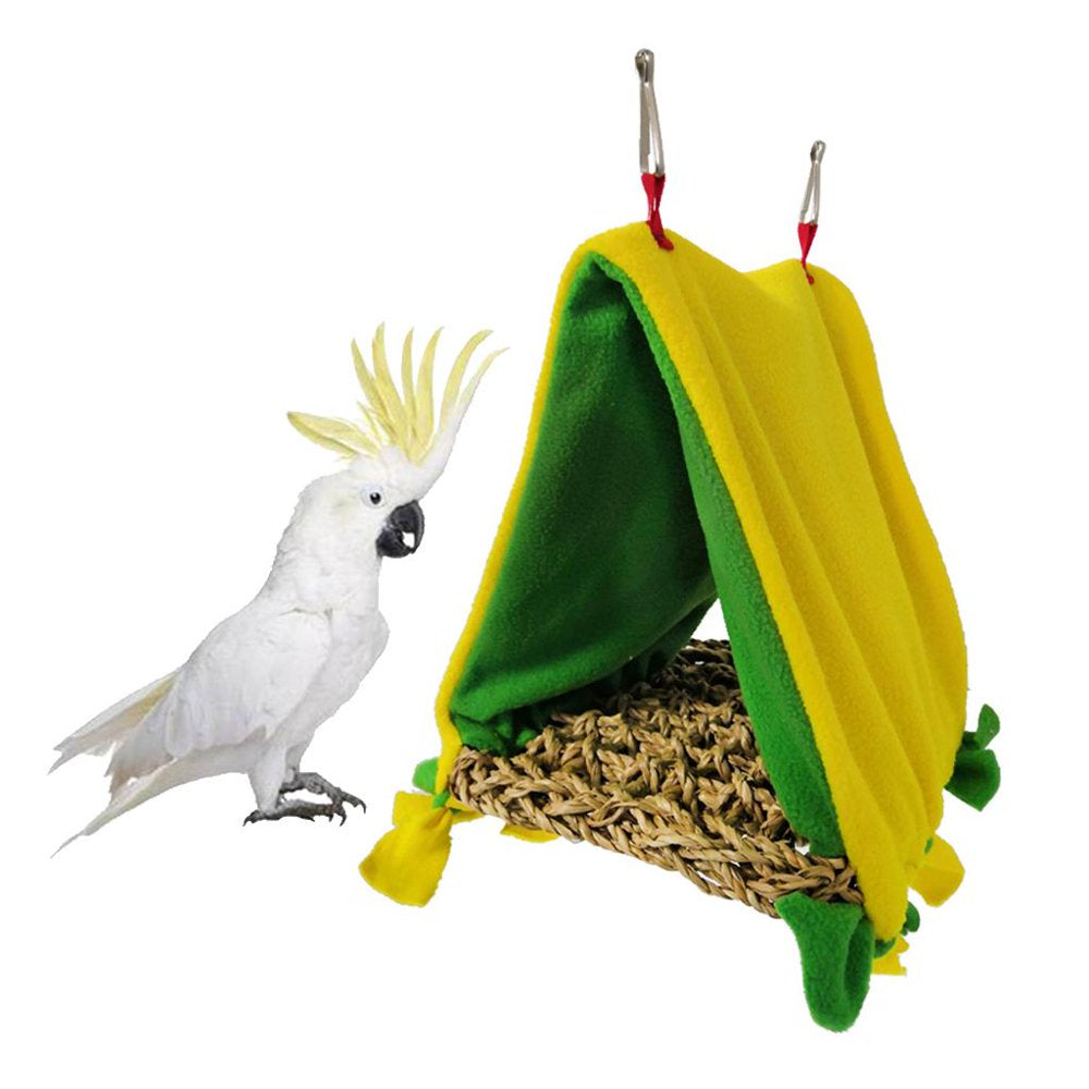 Bird Parrot Ing Perch Cage Bed Parakeet Triangle Hammock Hut Accessories Yellow Animals & Pet Supplies > Pet Supplies > Bird Supplies > Bird Cage Accessories HOMYL   