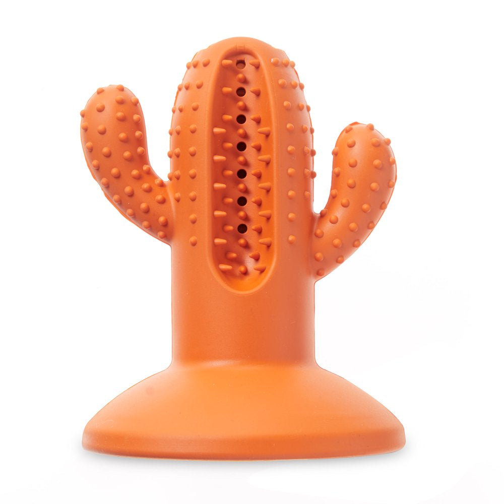 Vibrant Life Dental Suction Dog Toy, Cactus, Medium, Orange