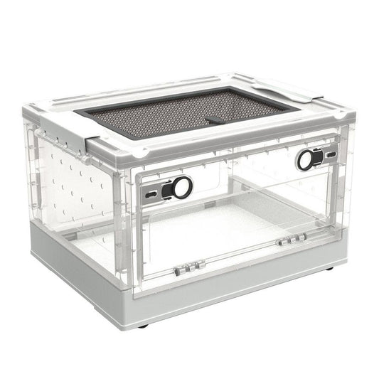 Julam Small Animal Breeding Box Easy to Clean Small Animal Habitat Pet Cage Transparent Mini Reptile Habitat Terrarium with Cover Frugal Animals & Pet Supplies > Pet Supplies > Small Animal Supplies > Small Animal Habitats & Cages Julam White  