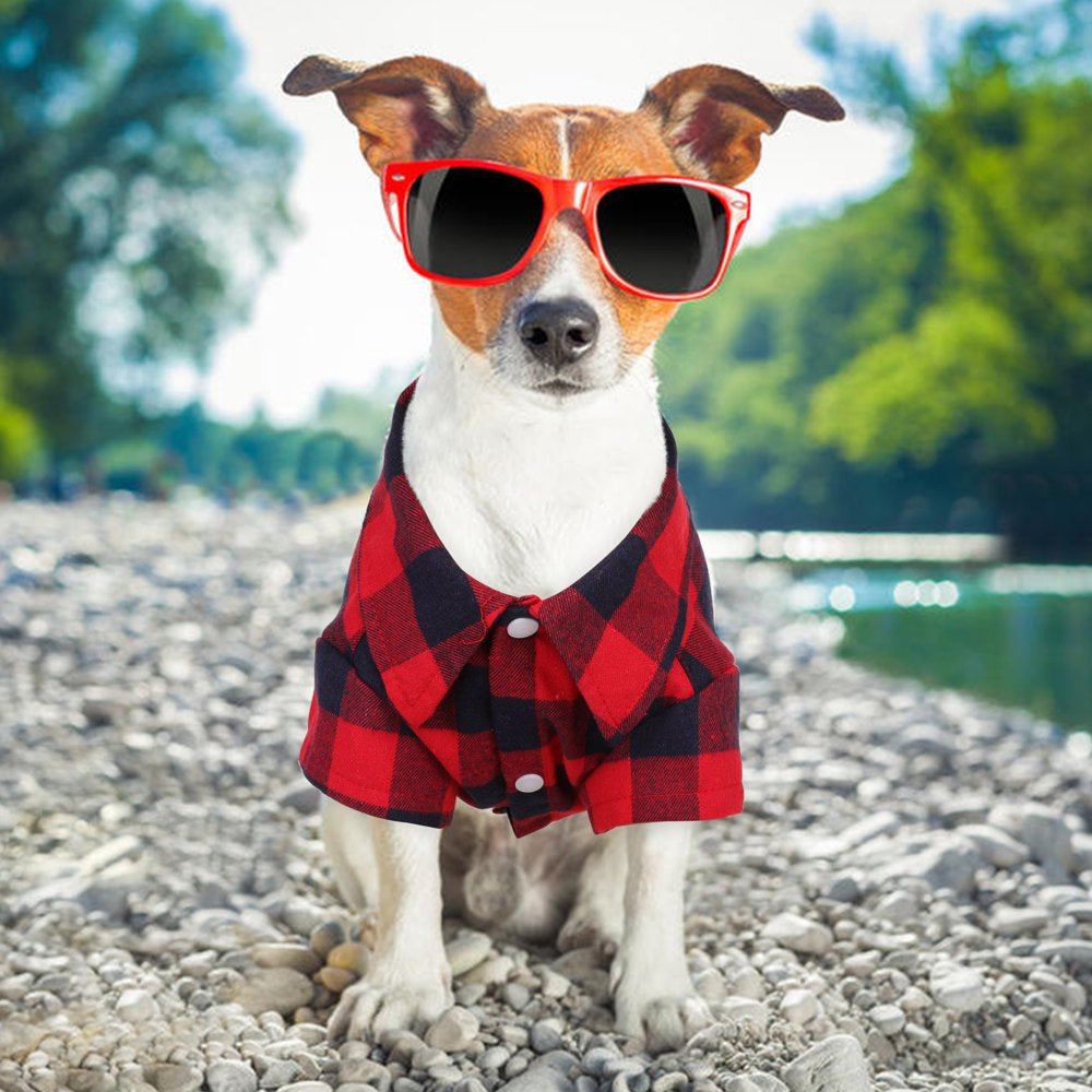 IDOMIK Dog Shirt Pet Plaid Shirts Breathable Pet Puppy T-Shirt Outfit Dog Clothes for Small Medium Dogs Cats Dog Pajamas Spring Summer Adorable Pet Clothes Animals & Pet Supplies > Pet Supplies > Dog Supplies > Dog Apparel IDOMIK   
