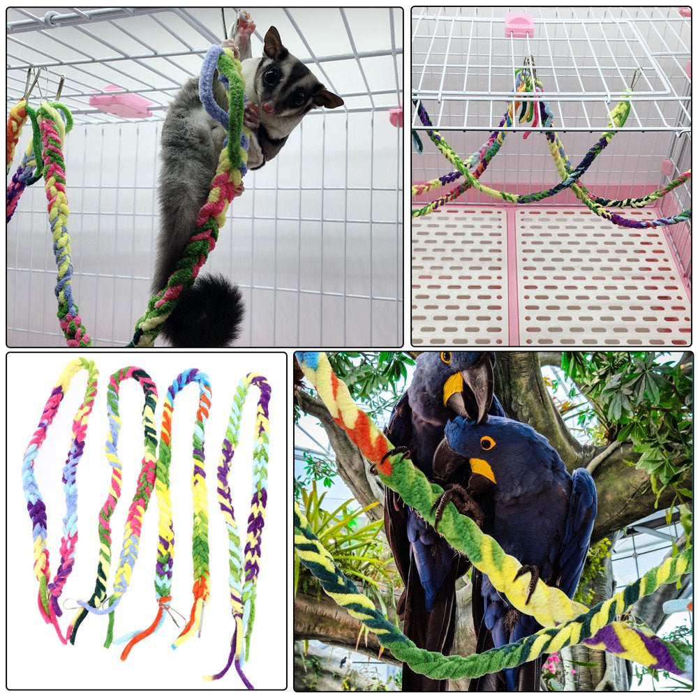 Etereauty Parrot Bird Swing Rope Cage Ladder Stand Spiral Birds Perch Bungee Climbing Chewing Toys Hangings Hammock Plaything