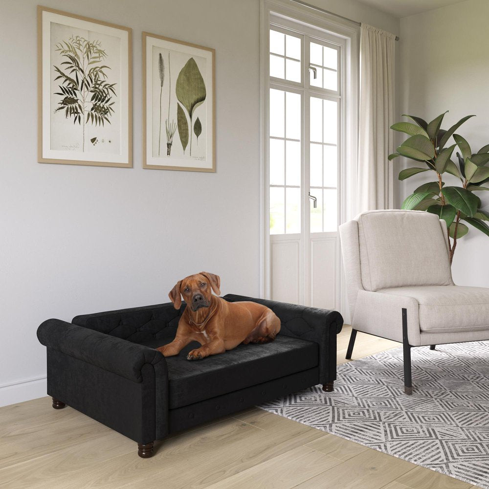 Ollie & Hutch Felix Pet Sofa, Large Size Pet Bed for Dog or Cat, Green Velvet Animals & Pet Supplies > Pet Supplies > Cat Supplies > Cat Beds Dorel Home Products L Black Velvet 