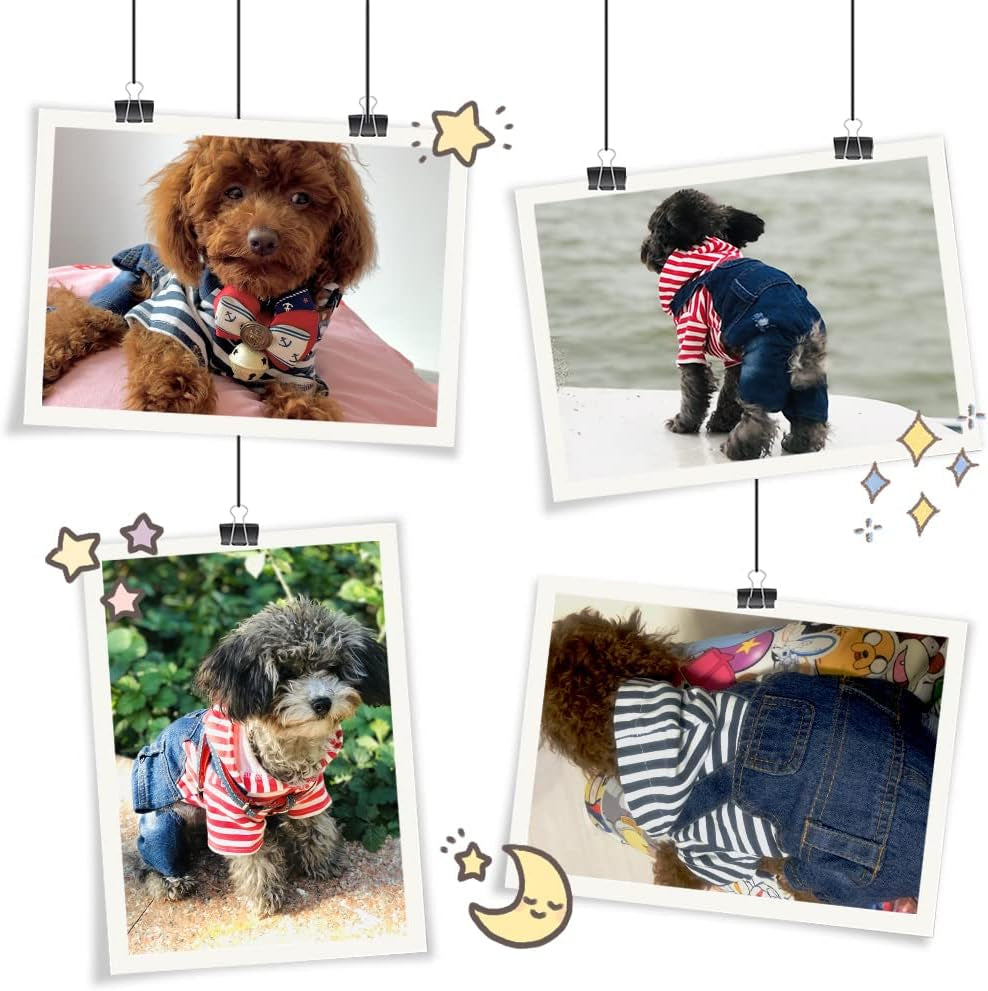 Companet Pet Clothes Pet Denim Dog Jeans Jumpsuit Overall Strip Hoodie Coat Small Medium Dogs Cats Classic Jacket Puppy Blue Vintage Washed Animals & Pet Supplies > Pet Supplies > Dog Supplies > Dog Apparel mondon   