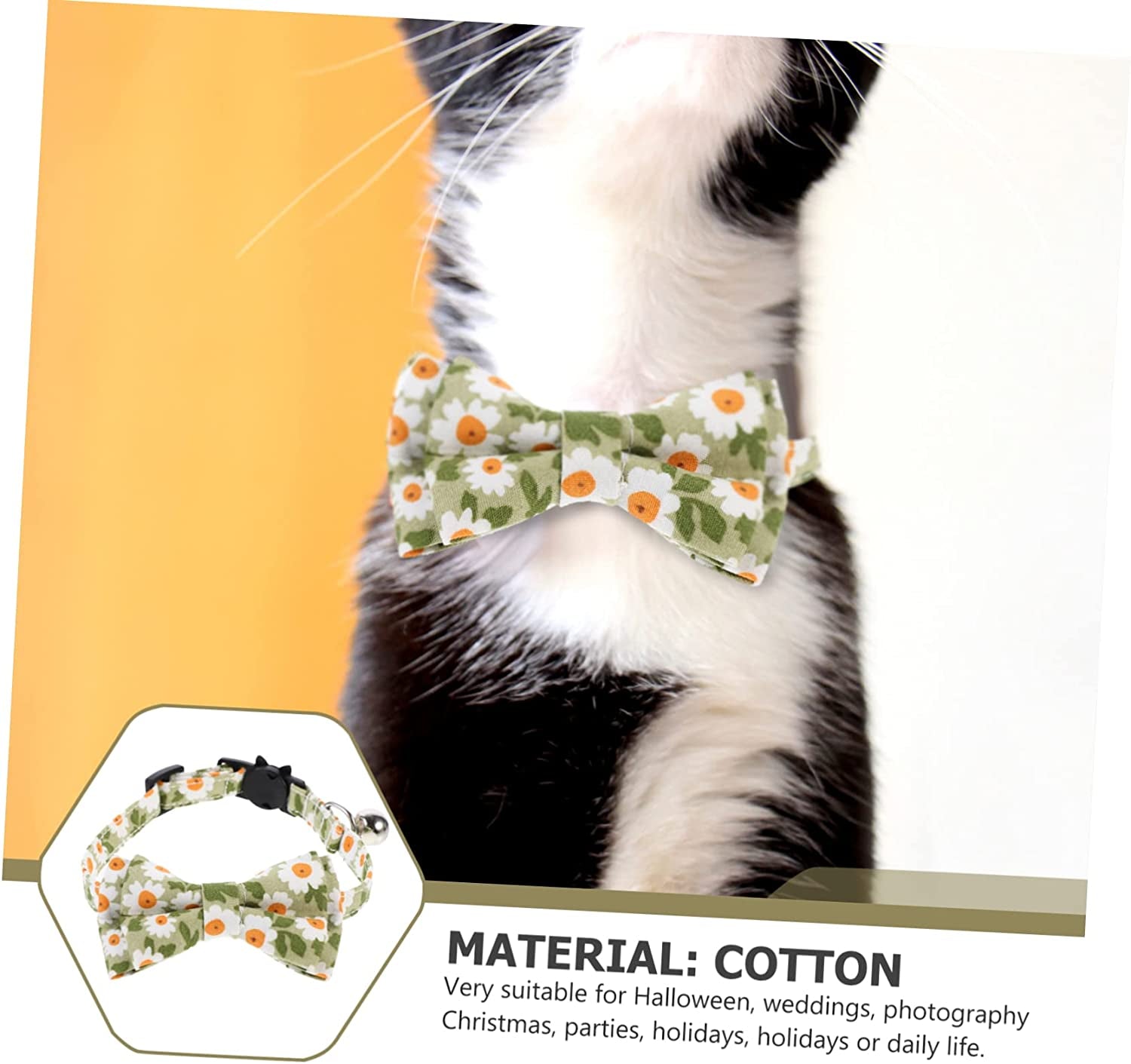 Mipcase 2Pcs Bell Necktie Bells Cat Outfit Bibs Triangle Flower Bowtie Collars Collar Party Tie Spring Bowties Bows Bandana Summer Festival Dog Daisy Pet for Neckties with Neckwear Photo Animals & Pet Supplies > Pet Supplies > Dog Supplies > Dog Apparel Mipcase   