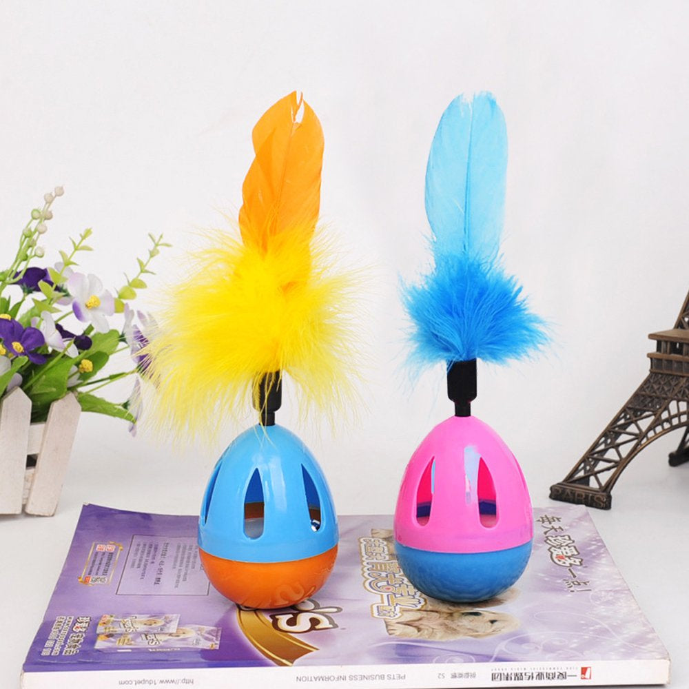 Carkira Pet Tumbler Cat Toy Feather with Treat Dispenser and Bell Animals & Pet Supplies > Pet Supplies > Cat Supplies > Cat Toys Carkira   