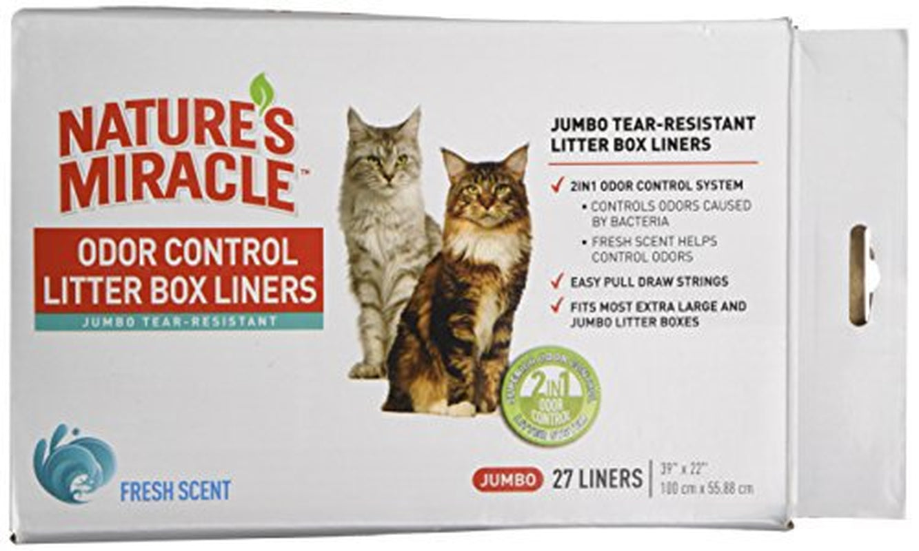 Nature'S Miracle Odor Control Jumbo Litter Box Liners, 27 Count Animals & Pet Supplies > Pet Supplies > Cat Supplies > Cat Litter Box Liners Nature's Miracle   