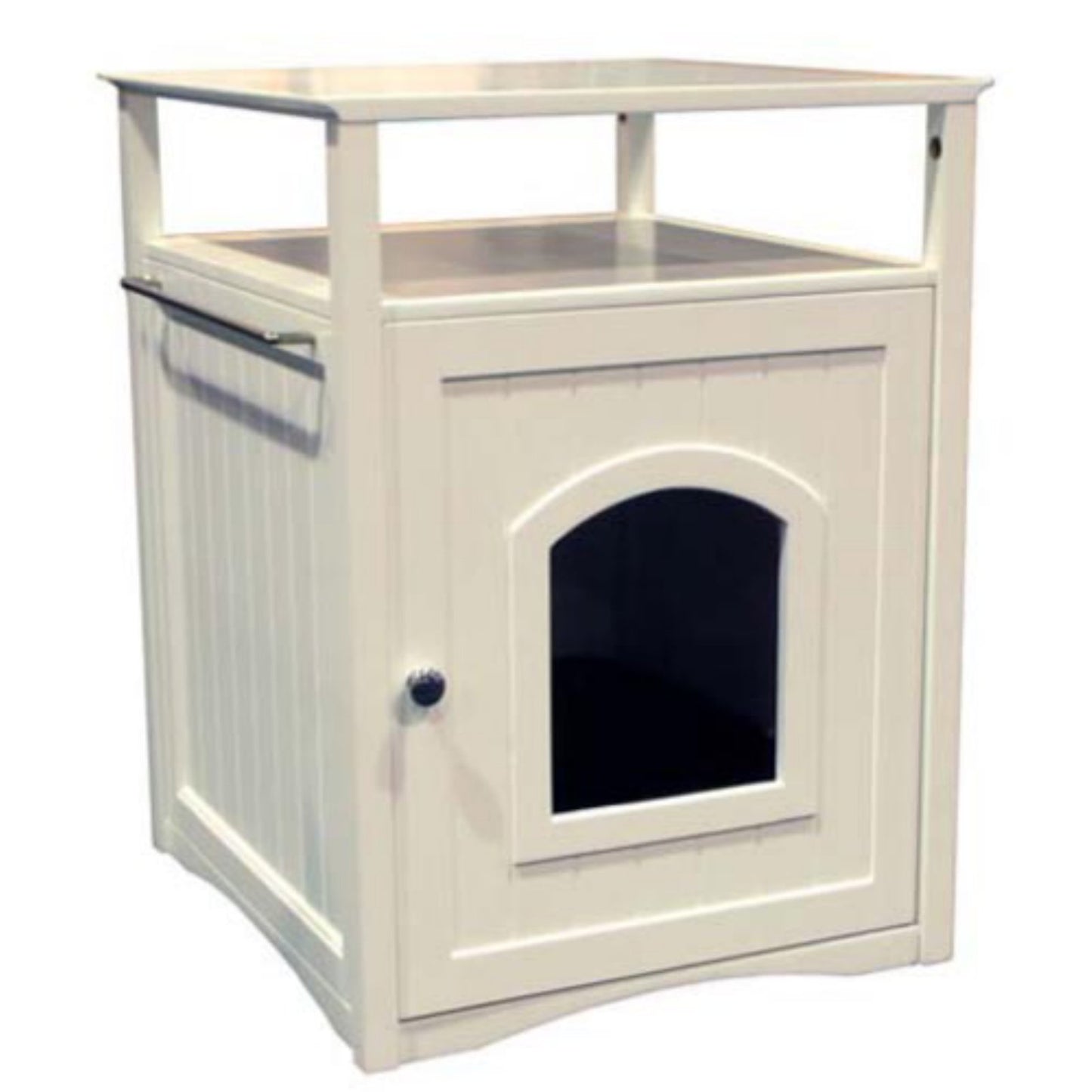 Merry Products Cat Washroom Litter Box Cover, Night Stand Pet House, White