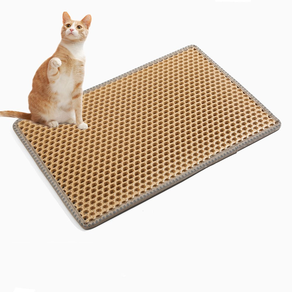Cat Litter Mat Litter Trapping Mat, 21 X 14 Inch Honeycomb Double Layer Design Waterproof Urine Proof Trapper Mat for Litter Boxes